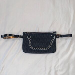 Michael Kors Black Clutch with Silver Chain